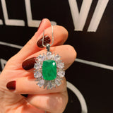 Paraiba Tourmaline Lab Emerald Pendant Necklace Silver Women Jewelry