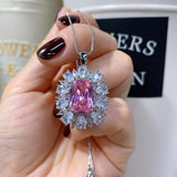 Paraiba Tourmaline Lab Emerald Pendant Necklace Silver Women Jewelry