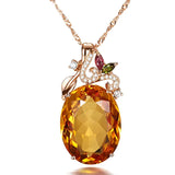 Champagne CZ Stone Pendant Necklace Sweater Choker Chains Jewelry