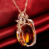 Champagne CZ Stone Pendant Necklace Sweater Choker Chains Jewelry