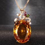 Champagne CZ Stone Pendant Necklace Sweater Choker Chains Jewelry