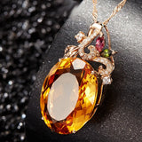 Champagne CZ Stone Pendant Necklace Sweater Choker Chains Jewelry