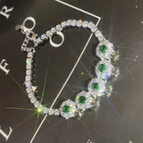 Elegant Silver Moissanite Zirconia Wedding Bangle Jewelry