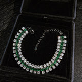 Green Cubic Zirconia Bracelet Women's Silver Tennis Bangle Party Gift
