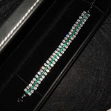 Green Cubic Zirconia Bracelet Women's Silver Tennis Bangle Party Gift