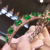 Arrival Silver Bracelet Square Lab Emerald Twisted Bangle for Women