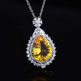 Vintage CZ Gemstone Necklace Silver Clavicle Chain for Ladies