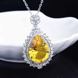 Vintage CZ Gemstone Necklace Silver Clavicle Chain for Ladies
