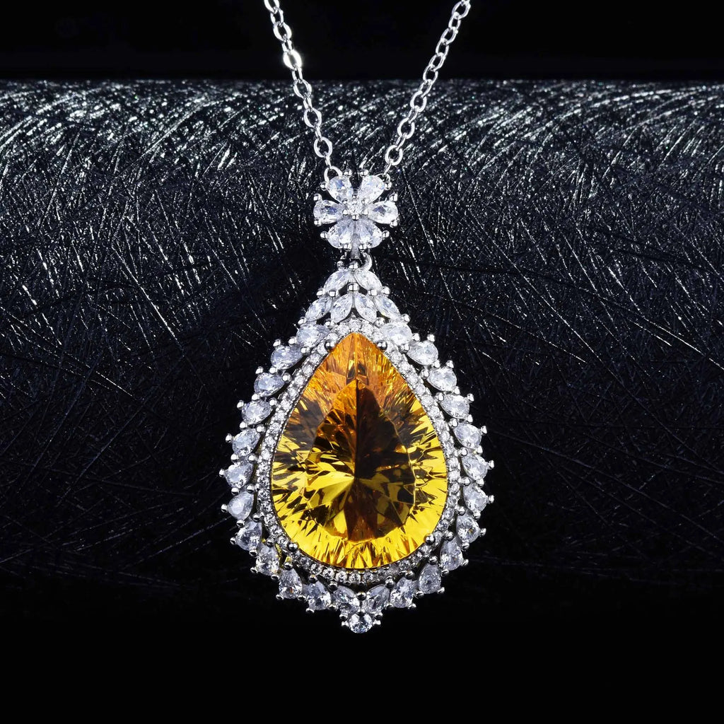 Vintage CZ Gemstone Necklace Silver Clavicle Chain for Ladies