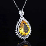 Vintage CZ Gemstone Necklace Silver Clavicle Chain for Ladies