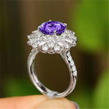 Amethyst Purple Zircon Open Ring for Women