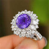 Amethyst Purple Zircon Open Ring for Women