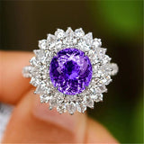 Amethyst Purple Zircon Open Ring for Women