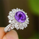 Amethyst Purple Zircon Open Ring for Women