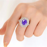 Amethyst Purple Zircon Open Ring for Women