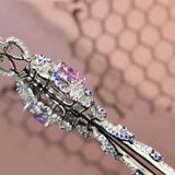 Silver Flower Key Pendant Necklace for Women