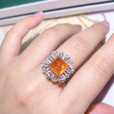 Orange Zircon Stone Ring Women Retro Wedding Jewelry
