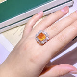 Orange Zircon Stone Ring Women Retro Wedding Jewelry