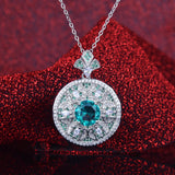 Emerald Stone Butterfly Green Zircon Pendant Necklace Silver Choker