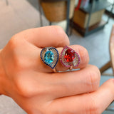 Heart Shape Cubic Zirconia Ring for Women - Silver Couple Jewelry