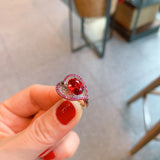 Heart Shape Cubic Zirconia Ring for Women - Silver Couple Jewelry