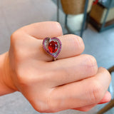 Heart Shape Cubic Zirconia Ring for Women - Silver Couple Jewelry