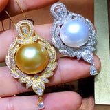 Vintage Silver Freshwater Pearls Necklace for Women Yellow Bead Pendant Necklace