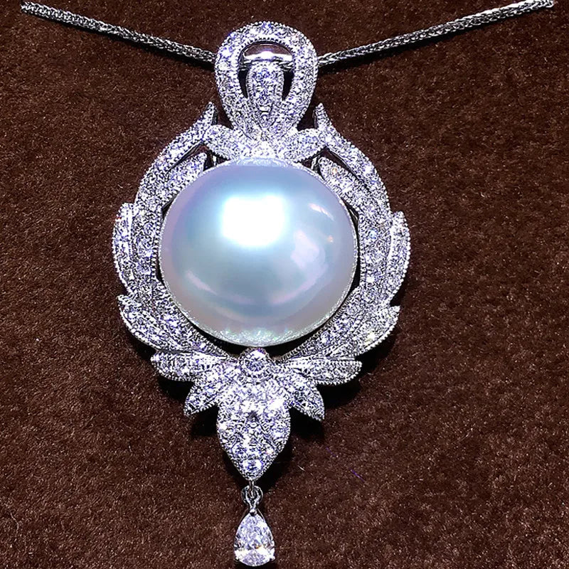 Vintage Silver Freshwater Pearls Necklace for Women Yellow Bead Pendant Necklace