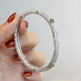 Vintage Jade Cuff Bracelet Bangle 14K Plated Women's Jewelry