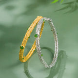 Vintage Jade Cuff Bracelet Bangle 14K Plated Women's Jewelry