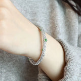 Vintage Jade Cuff Bracelet Bangle 14K Plated Women's Jewelry