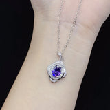 Purple Zircon Pendant Necklace S925 Silver Jewelry