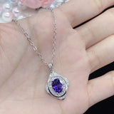 Purple Zircon Pendant Necklace S925 Silver Jewelry
