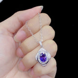 Purple Zircon Pendant Necklace S925 Silver Jewelry