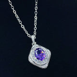 Purple Zircon Pendant Necklace S925 Silver Jewelry