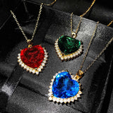 Tanzanite Lab Sapphire Heart Pendant Necklace for Women