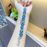 Micro Pave Lab Sapphire Bracelet for Women, Girls Party Jewelry
