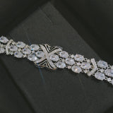 Micro Pave Lab Sapphire Bracelet for Women, Girls Party Jewelry