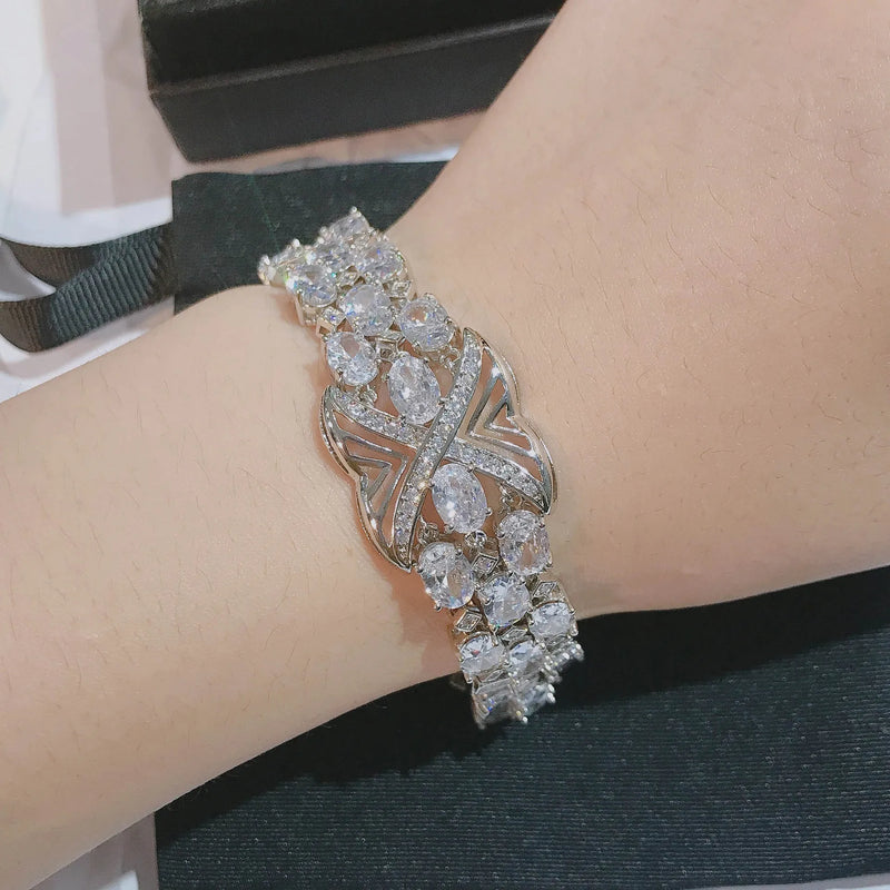 Micro Pave Lab Sapphire Bracelet for Women, Girls Party Jewelry