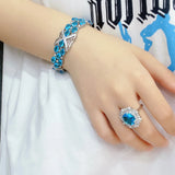 Micro Pave Lab Sapphire Bracelet for Women, Girls Party Jewelry