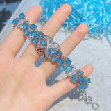 Micro Pave Lab Sapphire Bracelet for Women, Girls Party Jewelry