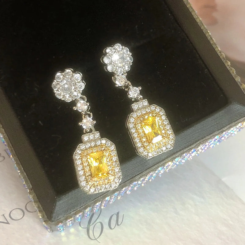 Princess Cut Lab Diamond Drop Earrings Wedding Jewelry