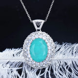 Vintage Paraiba Tourmaline Stone Pendant Necklace