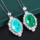 Brazilian Paraiba Tourmaline Necklace for Women Charm Box Chain Silver Chokers