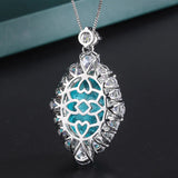 Brazilian Paraiba Tourmaline Necklace for Women Charm Box Chain Silver Chokers