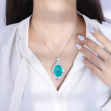 Brazilian Paraiba Tourmaline Necklace for Women Charm Box Chain Silver Chokers