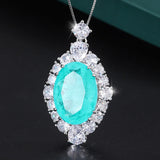 Brazilian Paraiba Tourmaline Necklace for Women Charm Box Chain Silver Chokers