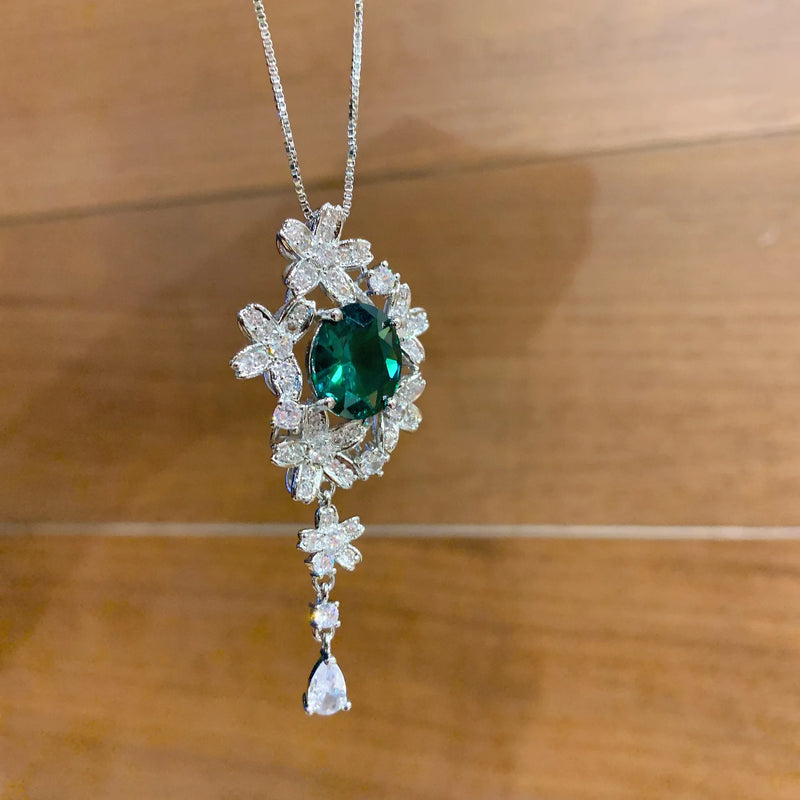 10*12mm Paraiba Tourmaline Lab Emerald Lab Ruby Lab Sapphire Pendant Necklace