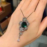 10*12mm Paraiba Tourmaline Lab Emerald Lab Ruby Lab Sapphire Pendant Necklace