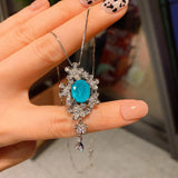 10*12mm Paraiba Tourmaline Lab Emerald Lab Ruby Lab Sapphire Pendant Necklace